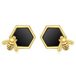 Bienen Ohrringe für Damen Sterling Silber Bienen Schmuck Waben Ohrringe Honig Biene Anhänger Geschenke für Damen Mädchen von KQF