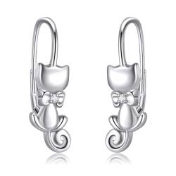 Katze Ohrringe für Damen Sterling Silber Katze Schmuck Kitty Ohrringe Geschenke für Damen Mädchen von KQF