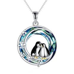 Pinguin Kette für Damen Sterling Silber Kristall Schneeflocke Pinguin Anhänger Kette Schmuck Geschenke für Damen Mädchen von KQF