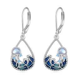 Quallen Ohrringe für Damen Sterling Silber Quallen Schmuck Ozean Ohrringe Geschenke für Damen Mädchen (Quallen Ohrringe) von KQF