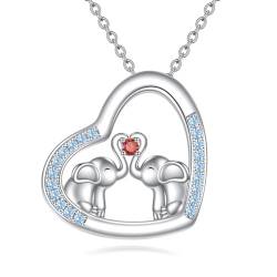 lefant Kette für Damen Sterling Silber Elefant Anhänger Kette Tier Herz Geschenke für Damen Mädchen von KQF