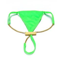 Frauen Taille Körperkette Benutzerdefinierter Namensanhänger Schmuck Edelstahl Bauchkette Personalisierter G-String Bikini Tanga Unterwäsche,Grün,Einheitsgröße von KQISAN