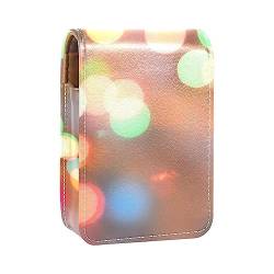 Damen-Make-up-Lippenstift-Etui aus PU-Leder, Lippenstift-Etui mit Spiegel, süßes tragbares Make-up-Reiseetui für Geldbörse, Lippenstift-Halter,Weihnachtsfarbige Punkte von KQNZT