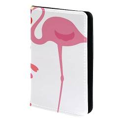 KQNZT Impfpasshülle Kartenetui Lederschutzhülle Reisebrieftasche,Flamingo Karikatur Herz von KQNZT