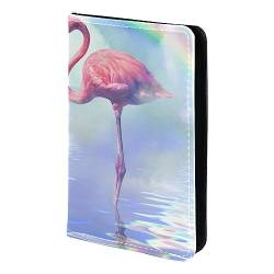 KQNZT Impfpasshülle Kartenetui Lederschutzhülle Reisebrieftasche,Flamingo Regenbogen Seehimmel Wolke von KQNZT