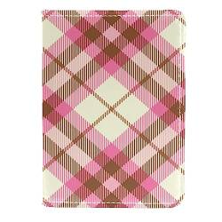 KQNZT Impfpasshülle Kartenetui Lederschutzhülle Reisebrieftasche,Khaki Pinkvintage Tartan Plaid Check von KQNZT