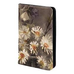 KQNZT Impfpasshülle Kartenetui Lederschutzhülle Reisebrieftasche,Weiße Kamille Blumen Blumenaquarell von KQNZT