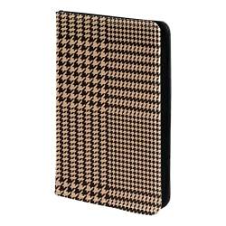 KQNZT Kombinierter Reisepass- und Impfkartenhalter, Schutzhülle mit Kartenfach, Reisedokumenten-Organizer aus Leder für Damen und Herren,Houndstooth Plaid Vintage Grid Brown Coffee von KQNZT