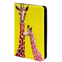 KQNZT Pass- und Impfkartenhalter Combo, Passhalter mit Kartenschlitz, Passport Wallet, Passport Case,Tierfarbene Giraffe von KQNZT