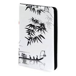 KQNZT Reisepasshülle Brieftasche PU-Leder Kartenetui Reisezubehör für Damen Herren,Chinesische Malerei Boot Bamboo Sun von KQNZT
