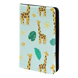 KQNZT Reisepasshülle Brieftasche PU-Leder Kartenetui Reisezubehör für Damen Herren,Giraffen Cartoon Tier von KQNZT