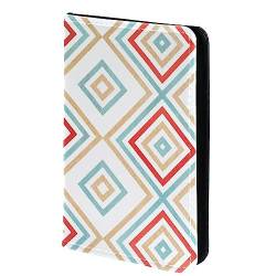 KQNZT Reisepasshülle Brieftasche PU-Leder Kartenetui Reisezubehör für Damen Herren,Modernes geometrisches Rautenmuster gefärbt von KQNZT