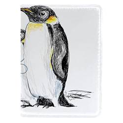 KQNZT Reisepasshülle Brieftasche PU-Leder Kartenetui Reisezubehör für Damen Herren,Mutter Pinguin und Baby Cartoon Animal Muttertag von KQNZT