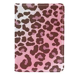 KQNZT Reisepasshülle Brieftasche PU-Leder Kartenetui Reisezubehör für Damen Herren,Rosa Leopard Druck Vintages Mode Tier von KQNZT