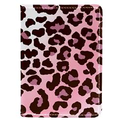 KQNZT Reisepasshülle Brieftasche PU-Leder Kartenetui Reisezubehör für Damen Herren,Rosa Leopard Druck Weinlese Mode Tiere von KQNZT