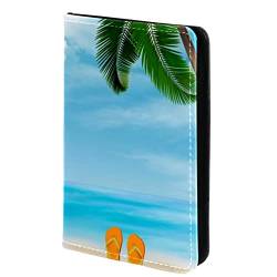 KQNZT Reisepasshülle Brieftasche PU-Leder Kartenetui Reisezubehör für Damen Herren,Tropischer Strand Ozean Kokosnuss Baum Sommer von KQNZT