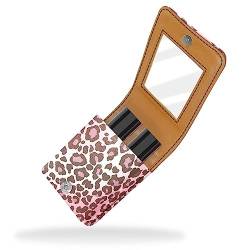 Lippenstift-Etui mit Spiegel für Geldbörse, tragbar, Mini-Make-up-Tasche, Reise-Kosmetiktasche, Kunstleder-Lippenstift-Etui, Halter für Frauen, Damen, Geschenke,Rosa Leopard Druck Vintages Mode Tier von KQNZT