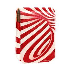 Lippenstift-Etui mit Spiegel für Geldbörse, tragbar, Mini-Make-up-Tasche, Reise-Kosmetiktasche, Kunstleder-Lippenstift-Etui, Halter für Frauen, Damen, Geschenke,Strudel Rot Weiß 3D Visuelle Kunst von KQNZT