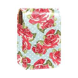 Make-up-Lippenstift-Etui mit Spiegel für Geldbörse, Kosmetiktasche mit Spiegel,Vintager rosa Rosen Blumen Polka Punkt von KQNZT