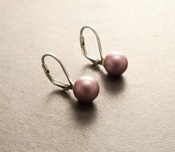 8 mm GENUINE Purple Shell Pearl Earrings, Sterling Silver, Lever Back Earrings, Minimalist, Pearl Jewelry, Prom, Wedding, Bridesmaids Gifts (Quantity/Quantité: 1 Pair of 8mm, Gift-Wrapping: Free) von KRAMIKE