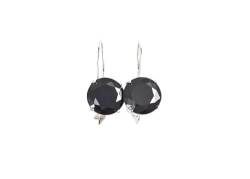 Black Drop Earrings, 925 Sterling Silver, Black Solitaire 10mm Round Stone, 6ct Onyx simulant (CZ), Birthday gift, Hook Earrings von KRAMIKE