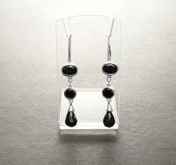 Black Drop Earrings, Sterling Silver, Black Cubic Cz Stones, Long silver Hooks earrings, Modern Dangle Stone Earrings (Make your choice :: Earrings & Pendant, Gift Wrapping: Free) von KRAMIKE
