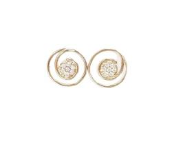 Golden Spiral Earrings, Genuine 18K Gold Plated, white Sparkling Cz stones, Coil Design Stud Earrings, Modern Swirl Loop Design Jewelry. (Make your choice :: Earrings (boucles), Gift Wrapping: Free) von KRAMIKE