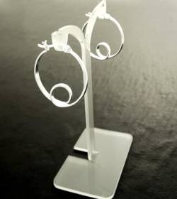 Hoop Earrings, Sterling Silver large spiral SWIRL earrings, big clasp round hoops, looping circle coil scroll loop hoops earrings (Make your choice :: Earrings B/Boucles B, Gift Wrapping: Free) von KRAMIKE