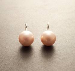 Pink Round Earrings, Sterling Silver, GENUINE Shell Pearl, Lever Back 12 mm Diameter Pearl Balls, Minimalist Jewelry, Woman Gift (Quantity/Quantité: 10 Pairs of 12 mm, Gift-Wrapping: Free) von KRAMIKE