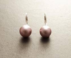 Purple Earrings, Sterling Silver, GENUINE Shell Pearl Jewelry, Lever Back Earrings, Minimalist 10 mm Balls, Prom, Wedding, Bridesmaids Gifts (Quantity/Quantité: 10 Pairs of 10 mm, Gift-Wrapping:Free von KRAMIKE