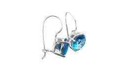 Stone 10mm Clear BLUE Stone Hook Earrings, Sterling Silver, 925 Earrings, Crocheted Earrings, Closed Crocheted Earrings, Blue Glass Stone von KRAMIKE