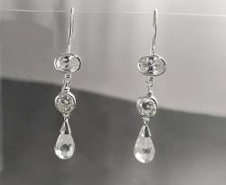 White Clear Drop Earrings - Hook Earrings - Sterling Silver Earrings - stone Cz - Long silver Chandelier earrings - Teardrop stones (Make your choice :: Earrings/Boucles, Gift Wrapping: Free) von KRAMIKE