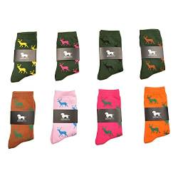 KRAWATTENDACKEL Hirschsocken/Business-Socken - Unisex für Damen & Herren - Modell und Größen nach Auswahl | Jagd/Jäger 422 Grün Hirsch Pink 41-46 von KRAWATTENDACKEL