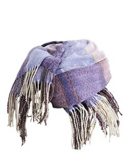 Damen-Schal aus Kaschmir, lang, weich, warm, Schottenkaro, Quaste, Schal für Damen, Quastenschal, Geschenk für Frauen, violett, 42 von KRIPINC