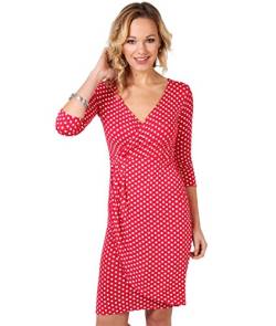 KRISP® Women Wrap Front Dress V Neck Pleated Cross Over, Rot (6487), EU 36 / UK 8 von KRISP