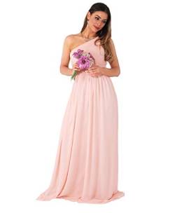 KRISP Bodenlanges Schulterfreies Chiffon Ballkleid (Rosa, Gr.-L) (3XL14-PNK-14) von KRISP