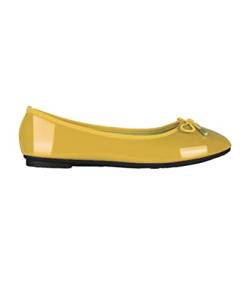 KRISP Damen Klasssische Ballerinas Lack Balerinaschuhe Flach Damenschuhe;Gelb;37;3701-YEL-4 von KRISP