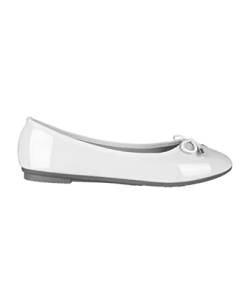 KRISP Damen Klasssische Ballerinas Lack Balerinaschuhe Flach Damenschuhe;Weiß;38;3701-WHT-5 von KRISP