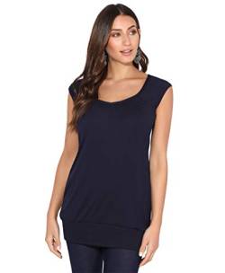 KRISP Damen Sommer T-Shirt Kurzarmshirt V-Ausschnitt Bluse Tunika Oberteil Top, Marineblau, 38, 7604-NVY-10 von KRISP