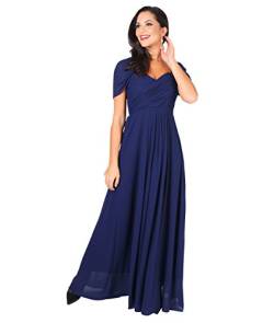 KRISP Kreuz Front Bodenlanges Ballkleid (Marineblau, Gr.40) (4815-NVY-12) von KRISP