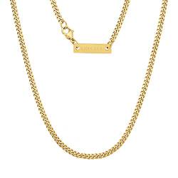 KRKC&CO 3mm Goldketten Edelstahl Cuban Link Chain, Gold beschichtet Kubanische Gliederkette, Panzerkette Edelstahl Herren Golden Kette Cuban Chain, Hip Hop Kette für Damen Männer, Länge 45,7cm von KRKC & CO keep real keep champion