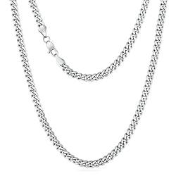 KRKC&CO 6mm Kette Herren, Herren Edelstahl Panzerkette mit Diamantschliff, Silbrig Cuban Link Chains Silberkette, Geschenke für Damen Mädchen Männer Jungs, [Länge 45,7cm] von KRKC & CO keep real keep champion