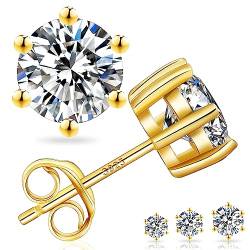 KRKC&CO Moissanite Ohrsteckers S925 Silber, 2 Karat echter runde Moissanit Diamant, VVS1 Reinheit D Farbe, 6,5mm von KRKC & CO keep real keep champion