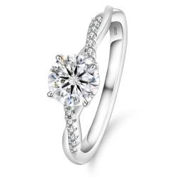 KRKC&CO Solitär Verlobungsringe Moissanite Damen, 1 ct Solitärring Eheringe, VVS1 D Farbe, 925 Silber Weißgold, Verlöbnis Hochzeitstag Jubiläum Geburtstag Geschenk für Frauen, 53 (16.9) von KRKC & CO keep real keep champion