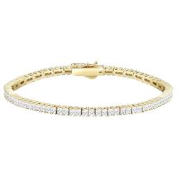 KRKC&CO Tennisarmband Silber 925 für Damen, 2mm Tennis Armband Prinzessschliff 14K Gold beschichtet, Zirkonia Kristall Armband Iced Out, Geburtstag Geschenk für Frauen Mädchen [Größe 17,8cm] von KRKC & CO keep real keep champion