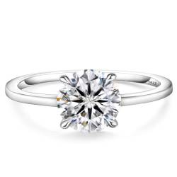 KRKC&CO Verlobungsring Damen Moissanite, 2 Karat Diamantring Solitärring, Ring Silber 925 Damen Weißgold, VVS1 D Farbe, Weihnachten Neujahr Geburtstag Geschenk für Frauen, 49 (15,6) von KRKC & CO keep real keep champion