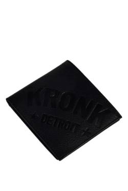 KRONK Detroit Geldbörse aus genarbtem schwarzem Leder mit 8 Kartenfächern., Schwarz , Klassisch von KRONK