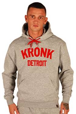 Kronk Detroit Applique Herren Hoodie Regular Fit, Grau (Sports Grey), L von KRONK