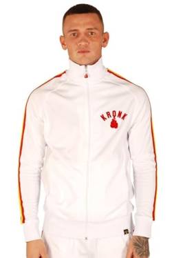 Kronk Einfarbige Handschuhe Logo Full Zip Streifen Ärmel Trainingsanzug Top, weiß, L von KRONK