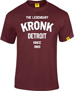 Kronk Legendary Detroit Since '69 Herren-T-Shirt, normale Passform, kastanienbraun, XL von KRONK